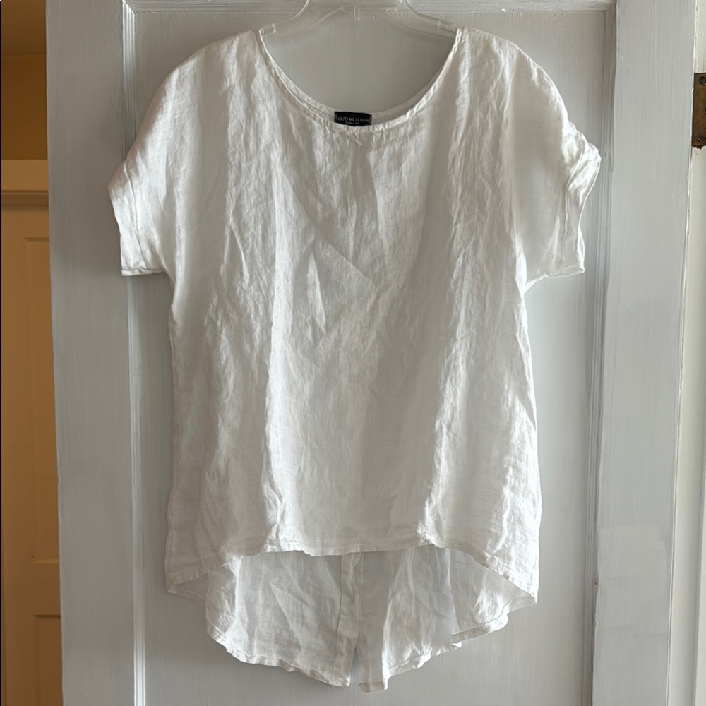 Terzo Millenio made in Italy 100% linen hi-low short sleeve top